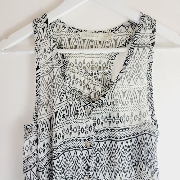 Costa Blanca Sheer Tribal Button Down Tank Top - Picture 4 of 9